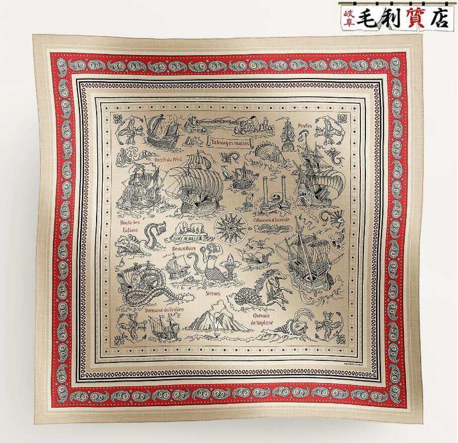 エルメス カレ140 カレジュアン「船乗りのタトゥー・バンダナ