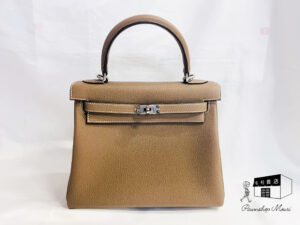 ・Kelly25  Yellowケリー25 内縫い エトゥープ シルバー金具